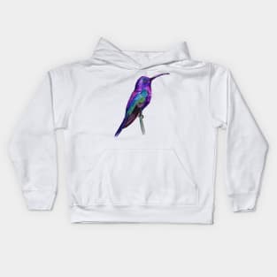 Violet Saberwing Hummingbird Watercolor Painting Kids Hoodie